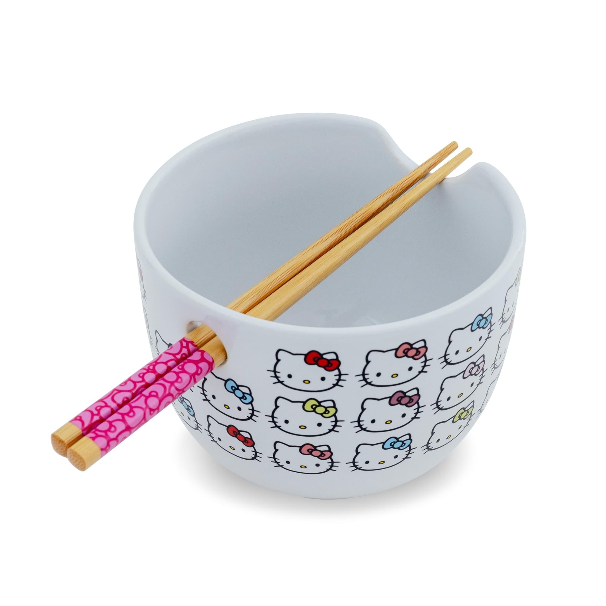 Sanrio Hello Kitty Faces 20-Ounce Ceramic Ramen Bowl With Chopsticks