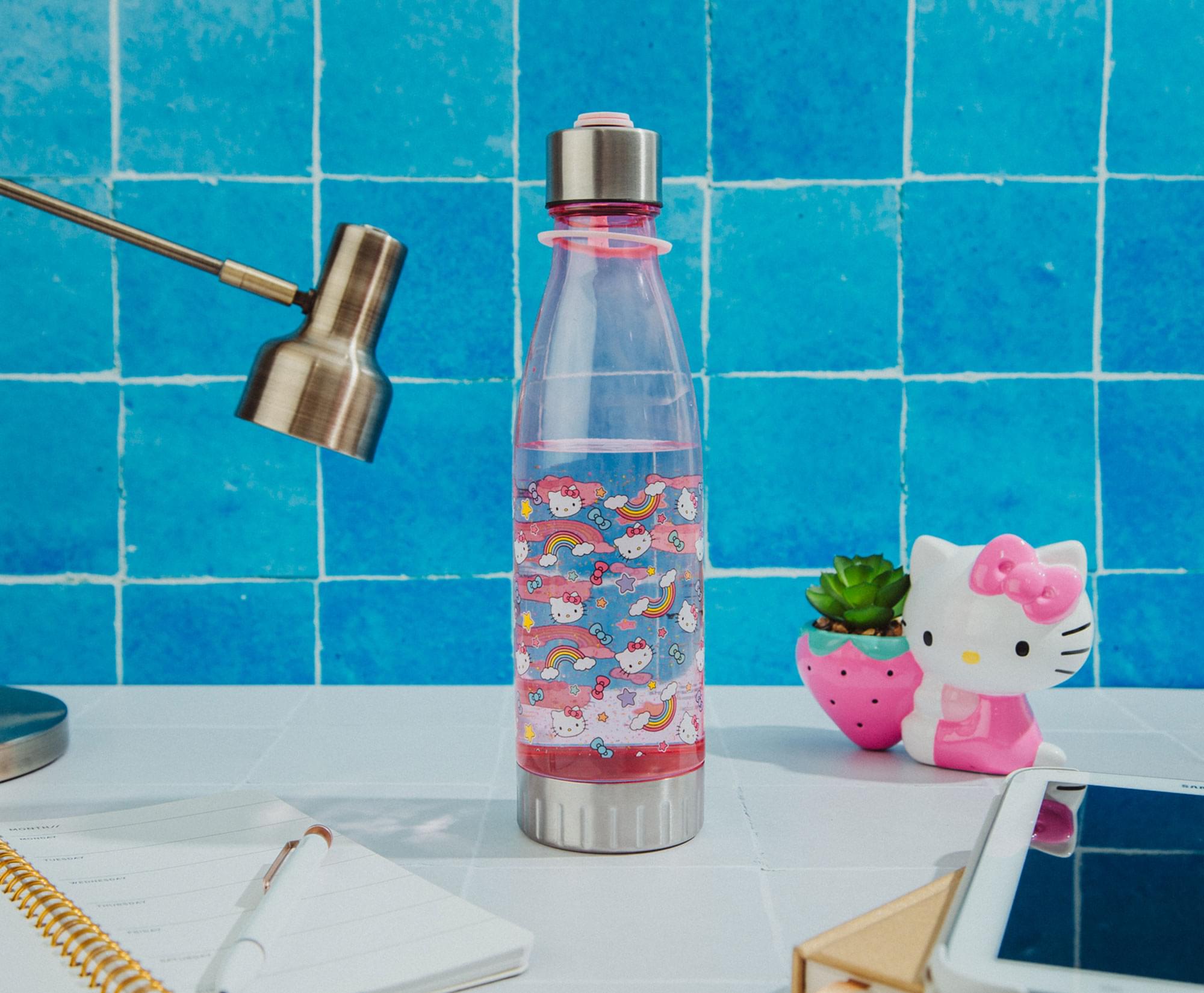 Sanrio Hello Kitty Pastel Star Toss Print Water Bottle With Lid | Holds 20 Ounce