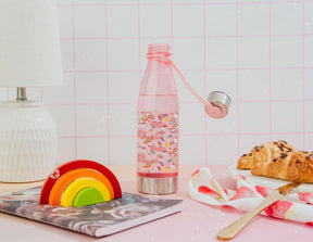 Sanrio Hello Kitty Pastel Star Toss Print Water Bottle With Lid | Holds 20 Ounce