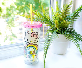 Sanrio Hello Kitty Pastel Rainbow Carnival Cup With Lid | Holds 20 Ounces