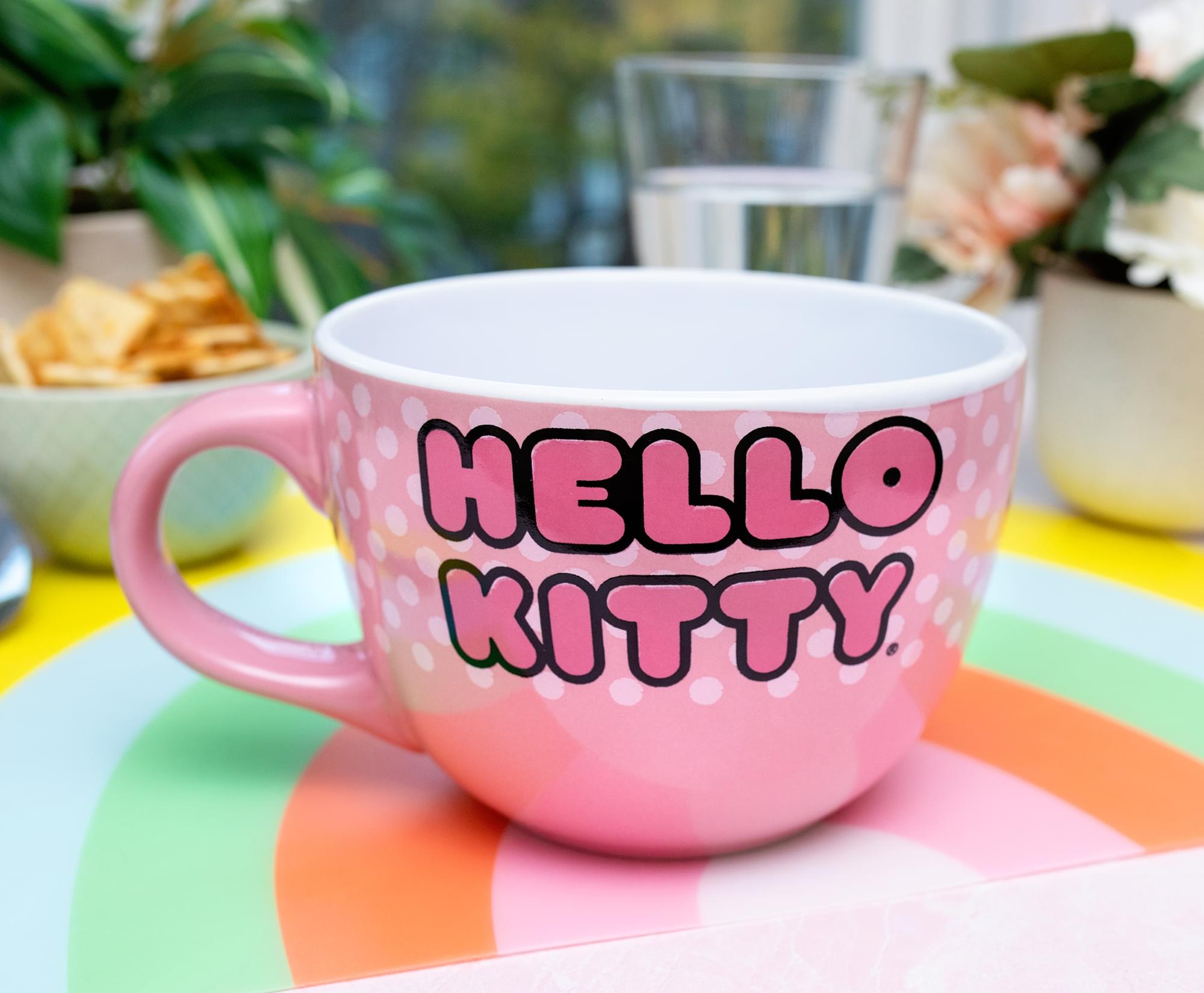 Sanrio Hello Kitty Pink Polka Dots Ceramic Soup Mug | Holds 24 Ounces