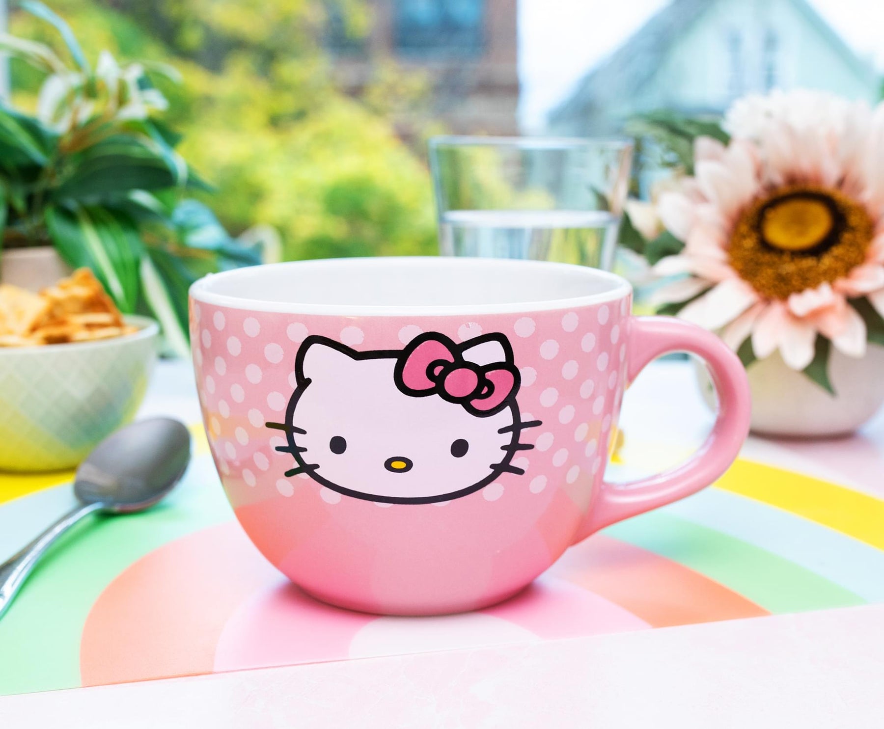 Sanrio Hello Kitty Pink Polka Dots Ceramic Soup Mug | Holds 24 Ounces