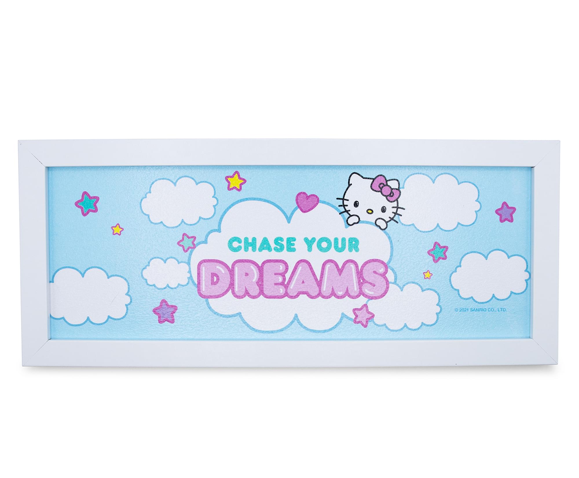 Hello Kitty "Chase Your Dreams" Hanging Sign Framed Wall Art | 12 x 5 Inches