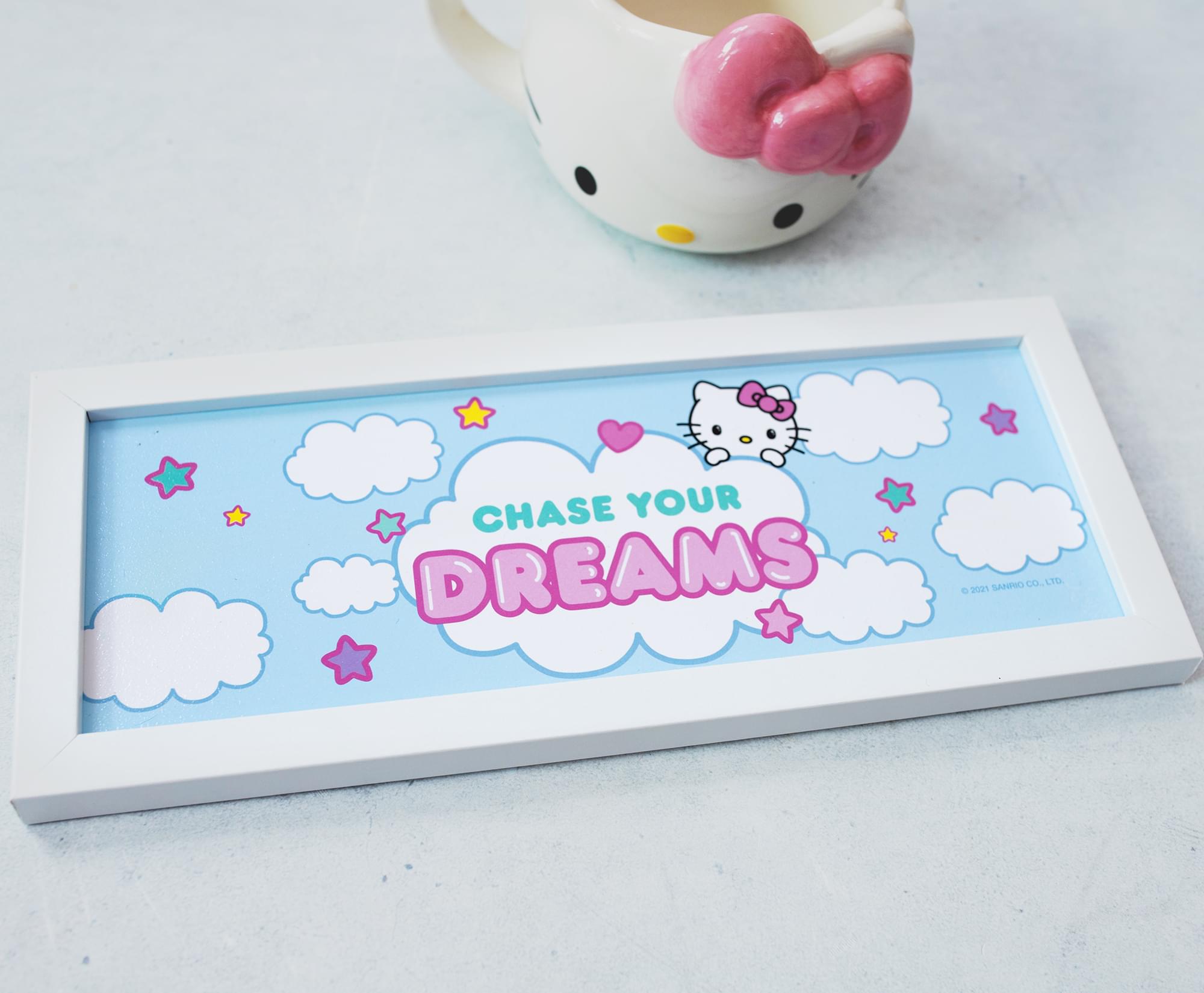 Hello Kitty "Chase Your Dreams" Hanging Sign Framed Wall Art | 12 x 5 Inches