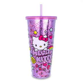 Sanrio Hello Kitty Rainbow Confetti Carnival Cup With Lid and Straw | 32 Ounces