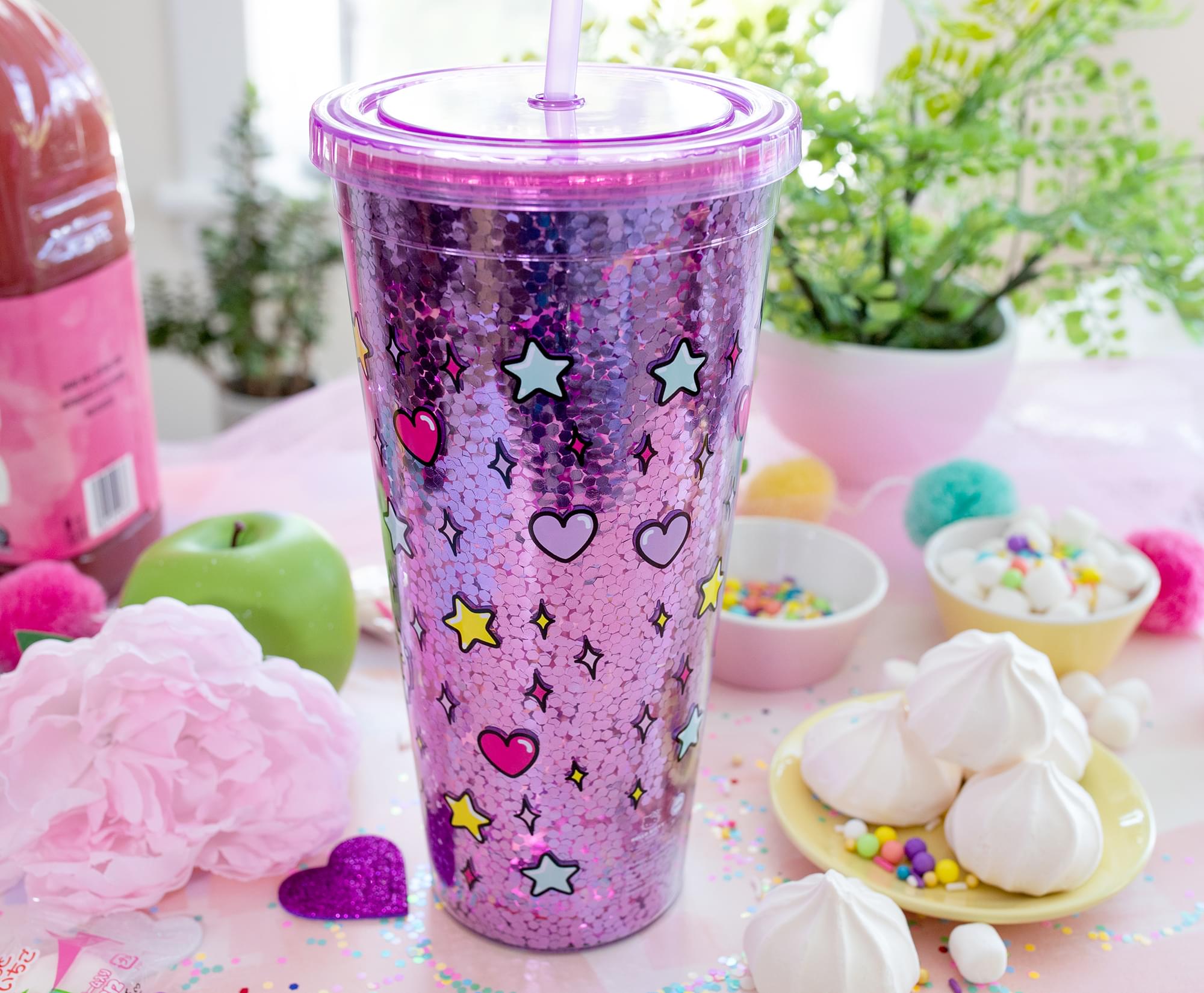 Sanrio Hello Kitty Rainbow Confetti Carnival Cup With Lid and Straw | 32 Ounces