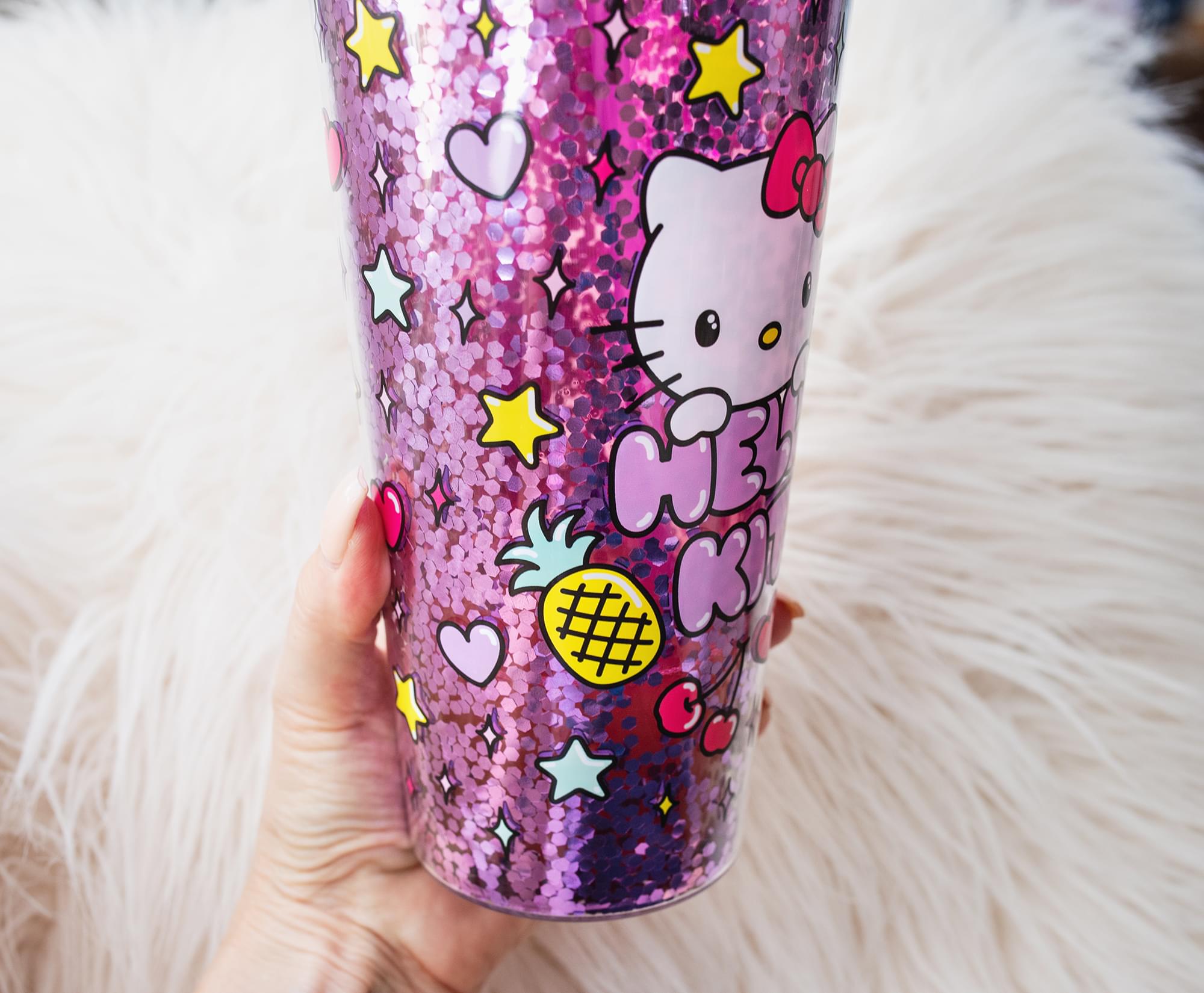 Sanrio Hello Kitty Rainbow Confetti Carnival Cup With Lid and Straw | 32 Ounces