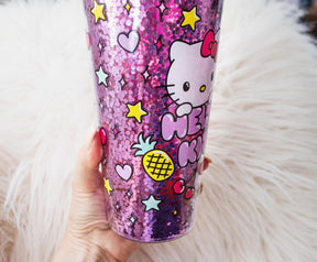 Sanrio Hello Kitty Rainbow Confetti Carnival Cup With Lid and Straw | 32 Ounces