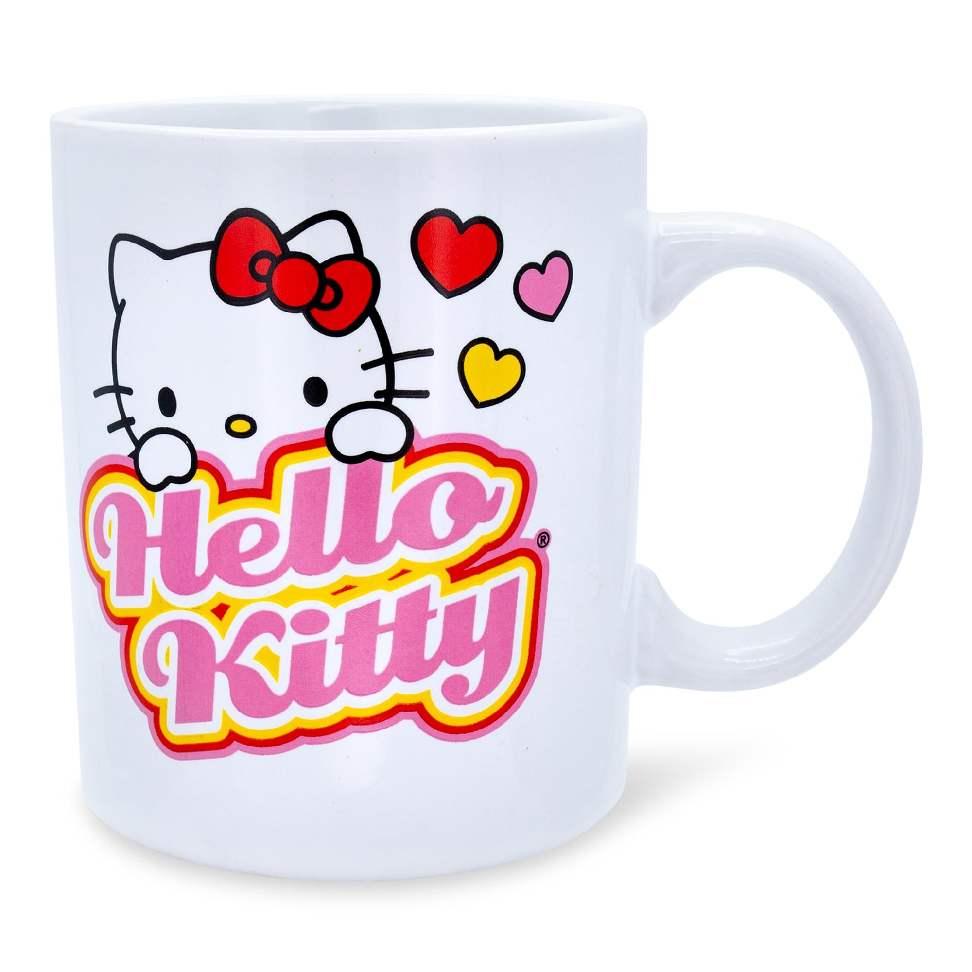 Sanrio Hello Kitty Peek-A-Boo Hearts Ceramic Mug | Holds 12 Ounces