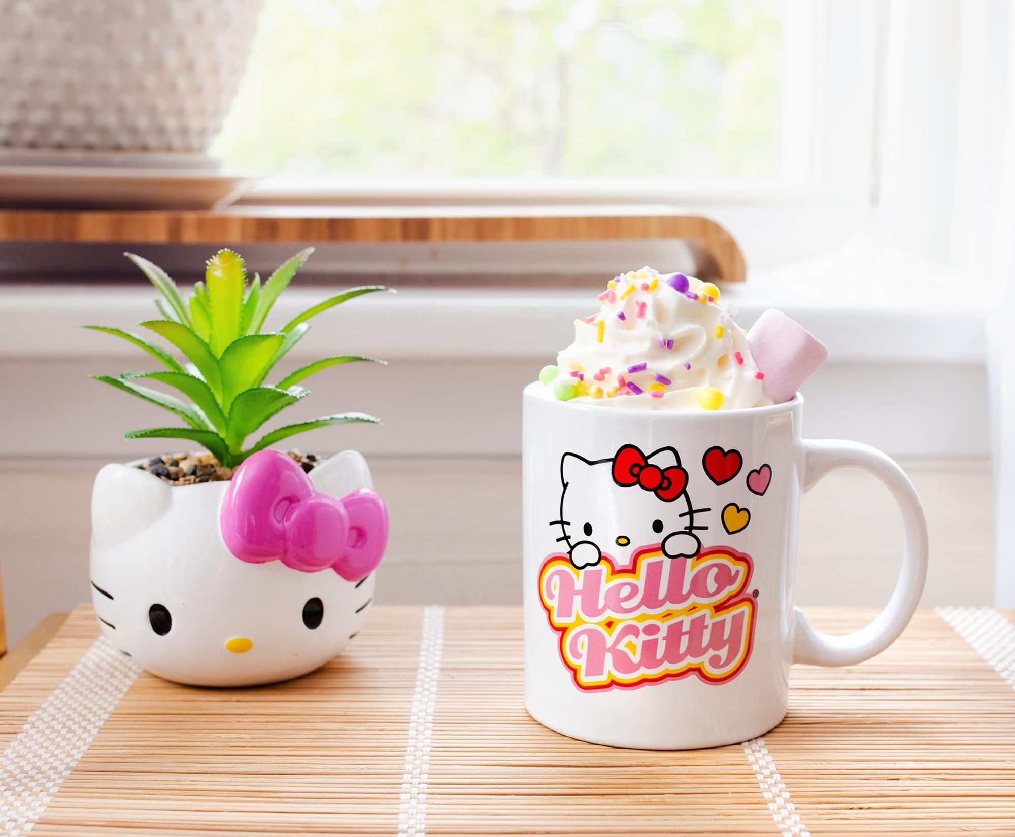 Sanrio Hello Kitty Peek-A-Boo Hearts Ceramic Mug | Holds 12 Ounces