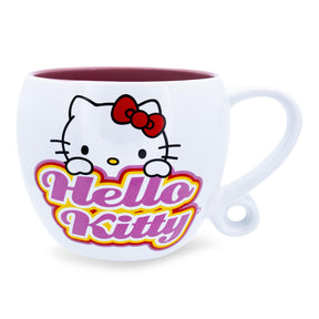 Sanrio Hello Kitty Hearts Ceramic Coffee Cup With Loop Handle | Holds 16 Ounces