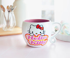 Sanrio Hello Kitty Hearts Ceramic Coffee Cup With Loop Handle | Holds 16 Ounces