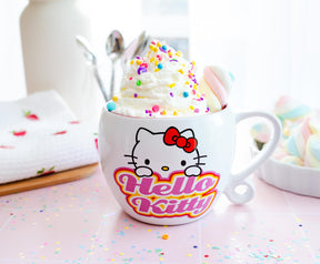 Sanrio Hello Kitty Hearts Ceramic Coffee Cup With Loop Handle | Holds 16 Ounces