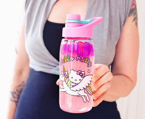 Sanrio Hello Kitty Unicorn Twist Spout Water Bottle and Sticker Set | 20 Ounces