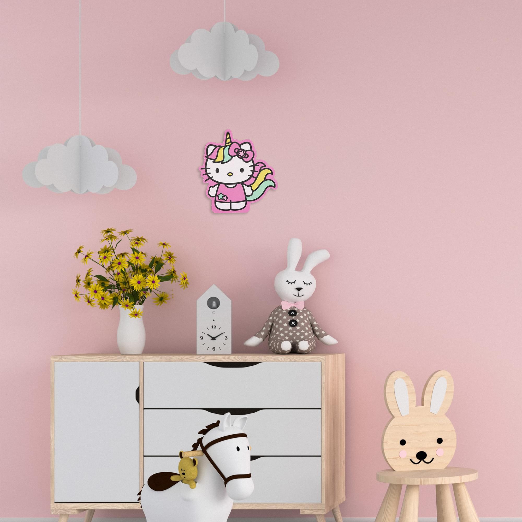 Sanrio Hello Kitty Unicorn Die-Cut Wooden Wall Art Sign | 8 x 8 Inches