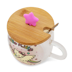 Sanrio Hello Kitty Glass Mug With Star-Topper Lid and Spoon | Holds 17 Ounces