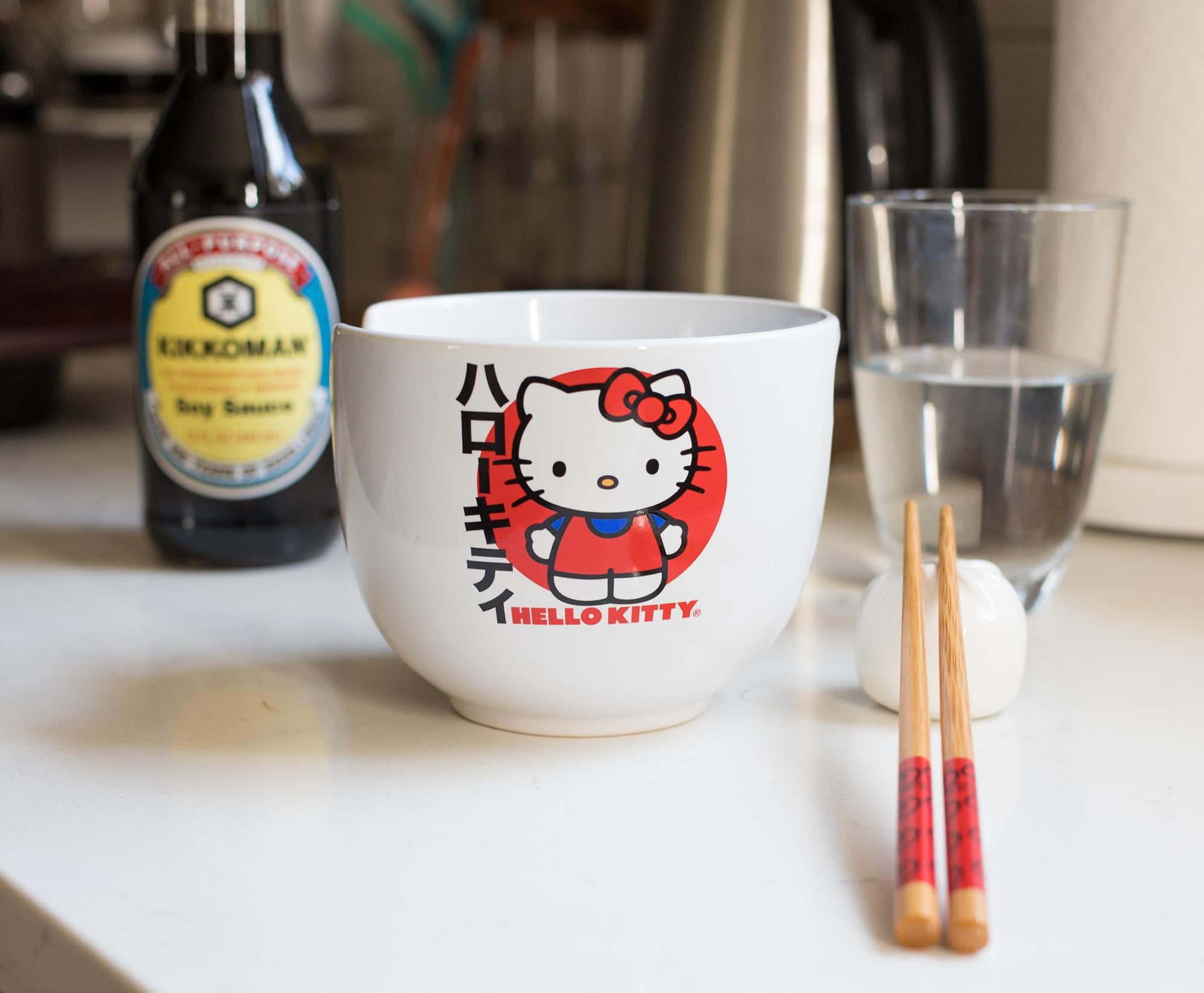 Hello Kitty Japanese Dinnerware Set | 20-Ounce Ramen Bowl, Chopsticks