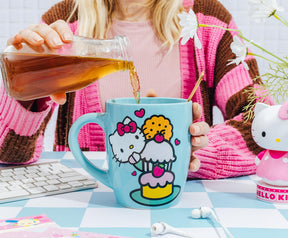 Sanrio Hello Kitty Stacked Sweets Ceramic Glitter Latte Mug | Holds 25 Ounces