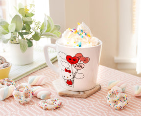 Sanrio Hello Kitty Love Balloon Wide Rim Ceramic Latte Mug | Holds 17 Ounces