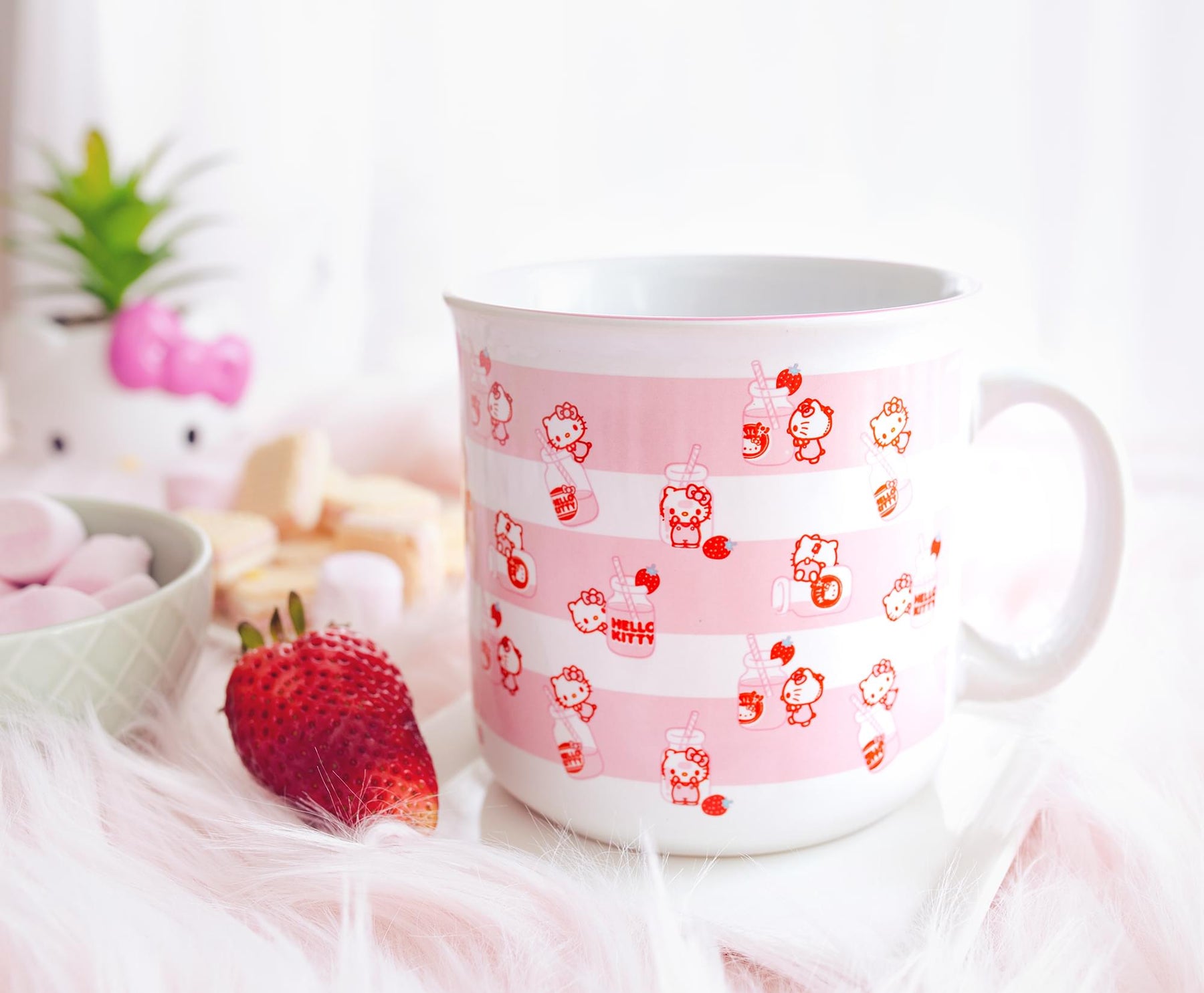 Sanrio Hello Kitty Strawberry Milk Ceramic Camper Mug | Holds 20 Ounces