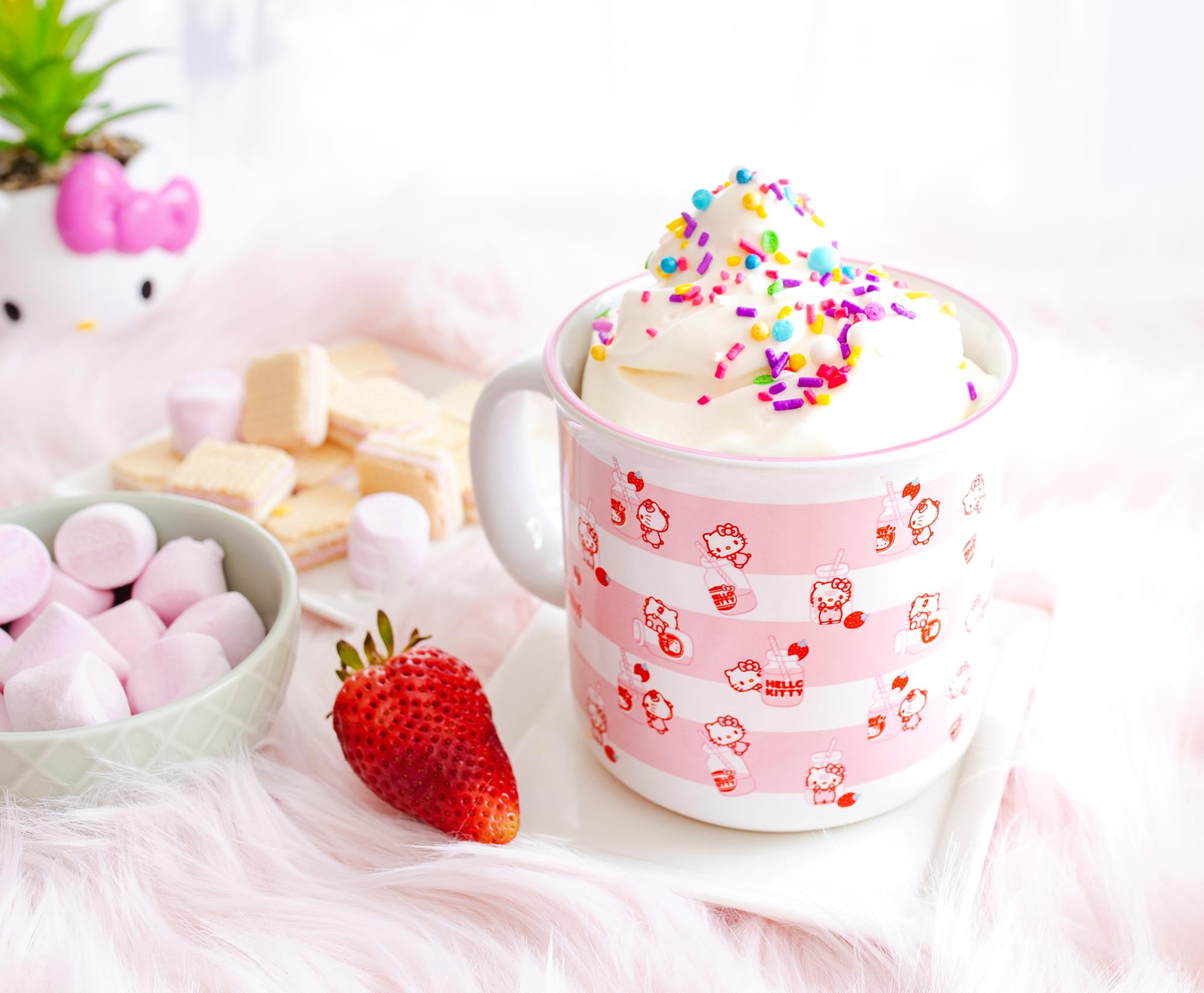 Sanrio Hello Kitty Strawberry Milk Ceramic Camper Mug | Holds 20 Ounces
