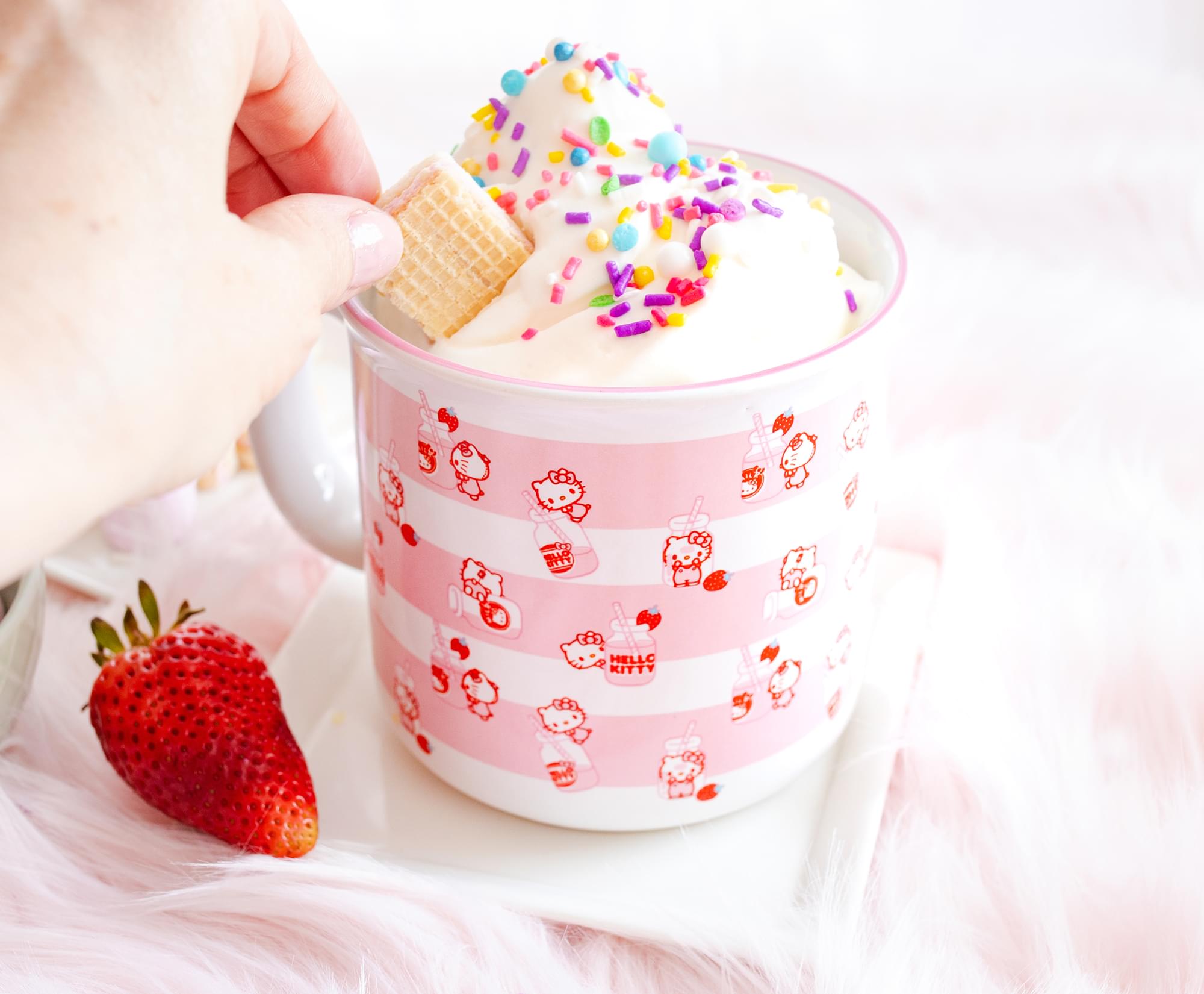Sanrio Hello Kitty Strawberry Milk Ceramic Camper Mug | Holds 20 Ounces