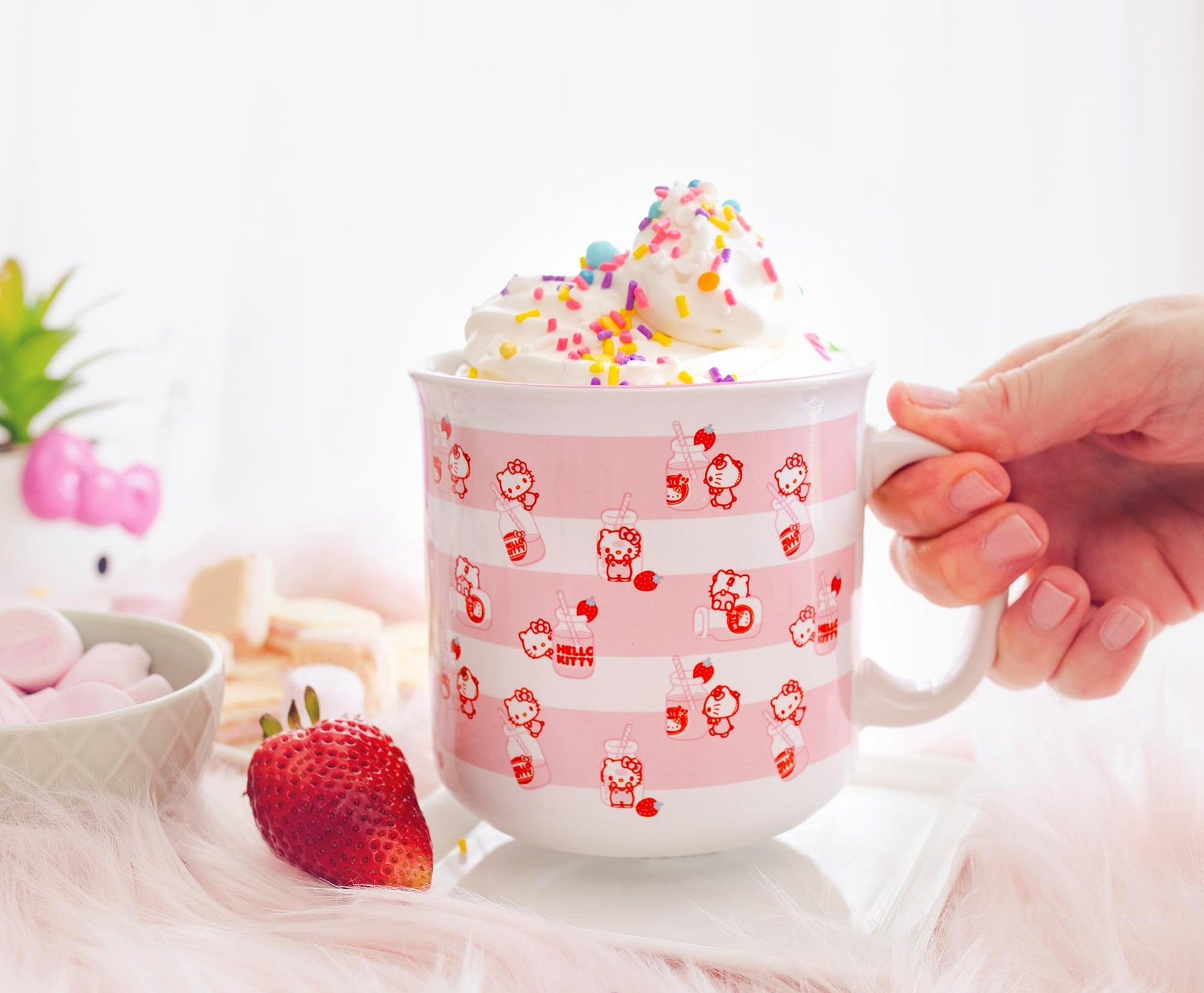 Sanrio Hello Kitty Strawberry Milk Ceramic Camper Mug | Holds 20 Ounces