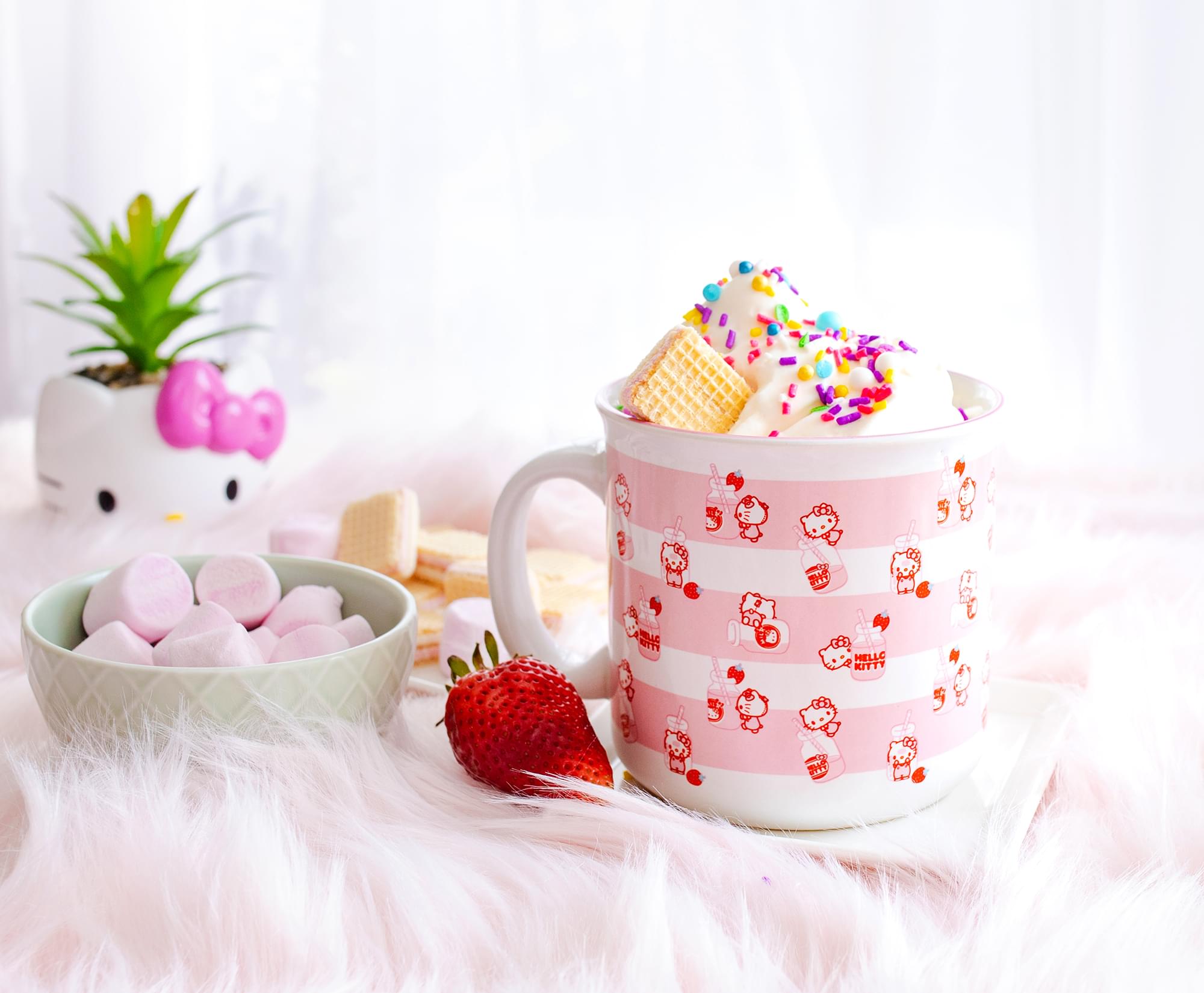 Sanrio Hello Kitty Strawberry Milk Ceramic Camper Mug | Holds 20 Ounces