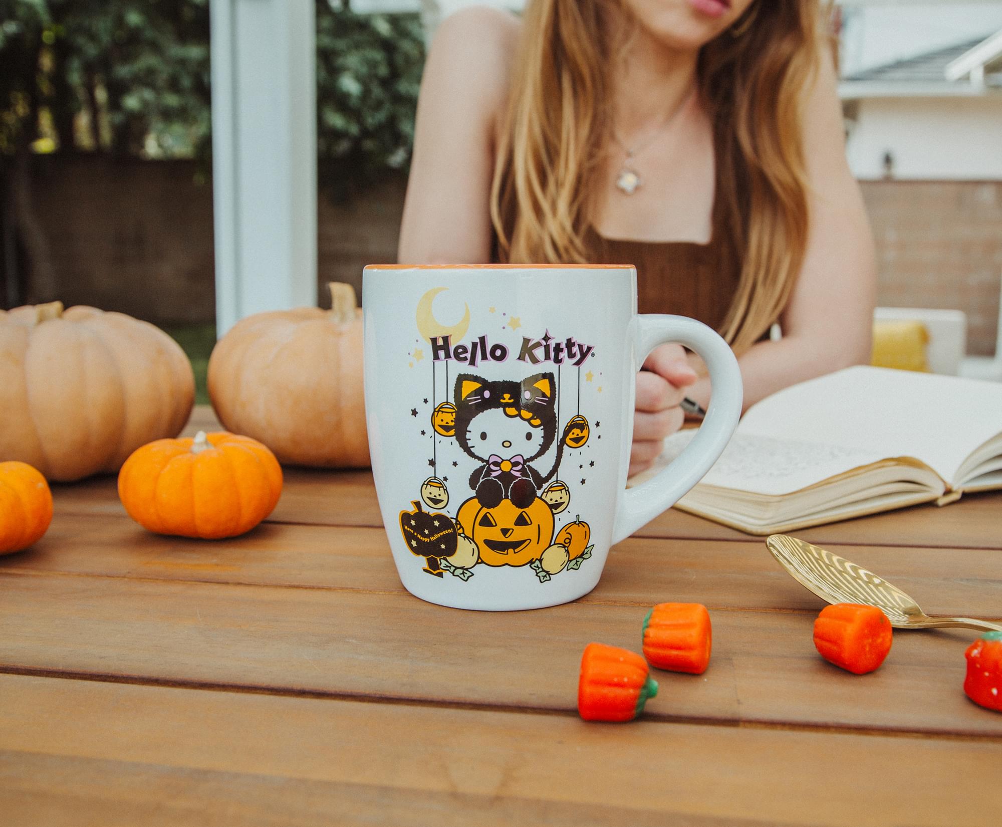 Sanrio Hello Kitty Pumpkin Patch Jumbo Curved Ceramic Latte Mug | Hold 25 Ounces