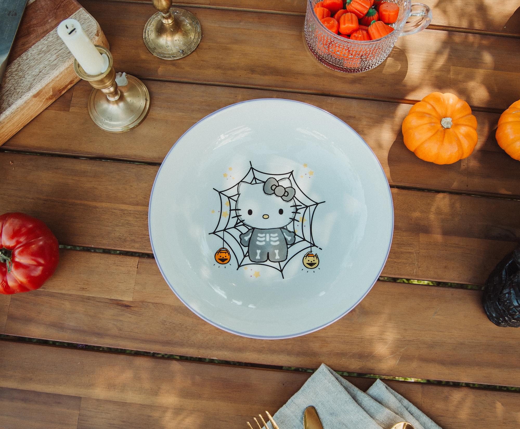 Sanrio Hello Kitty Skeleton Web 9-Inch Ceramic Coupe Dinner Bowl
