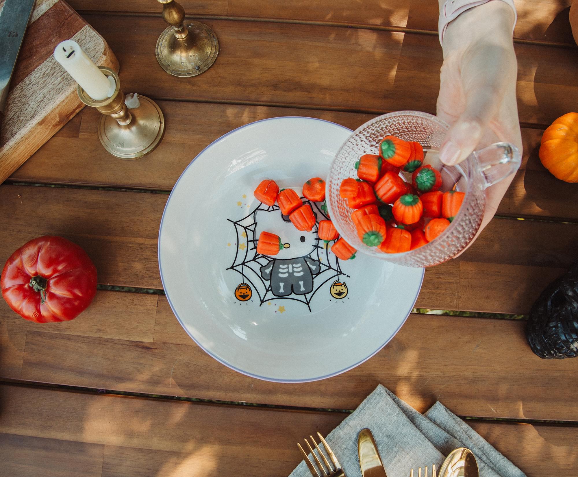 Sanrio Hello Kitty Skeleton Web 9-Inch Ceramic Coupe Dinner Bowl