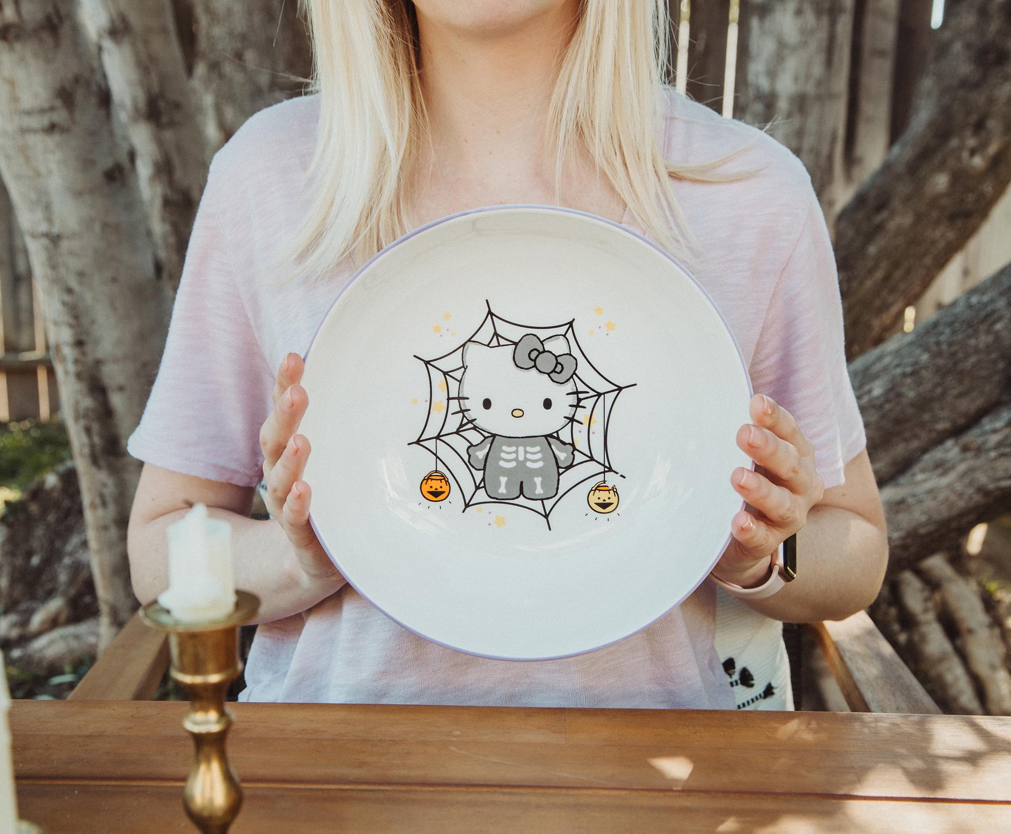 Sanrio Hello Kitty Skeleton Web 9-Inch Ceramic Coupe Dinner Bowl