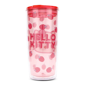 Sanrio Hello Kitty Strawberries Travel Tumbler With Lid | Holds 20 Ounces