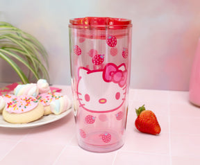Sanrio Hello Kitty Strawberries Travel Tumbler With Lid | Holds 20 Ounces