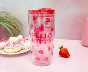 Sanrio Hello Kitty Strawberries Travel Tumbler With Lid | Holds 20 Ounces