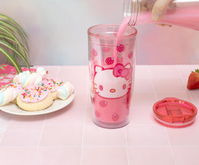 Sanrio Hello Kitty Strawberries Travel Tumbler With Lid | Holds 20 Ounces