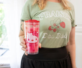 Sanrio Hello Kitty Strawberries Travel Tumbler With Lid | Holds 20 Ounces