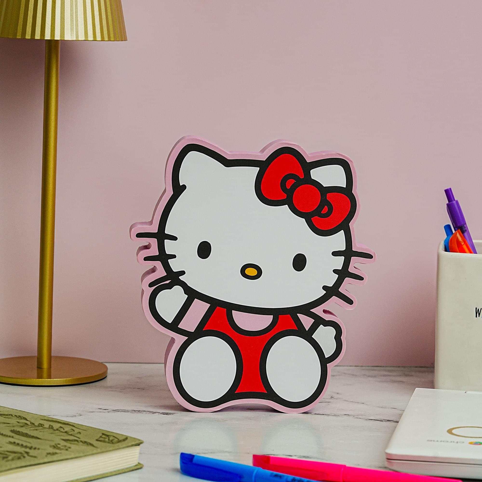 Sanrio Hello Kitty Waving Die-Cut Wooden Wall Art Sign | 8 x 7 Inches