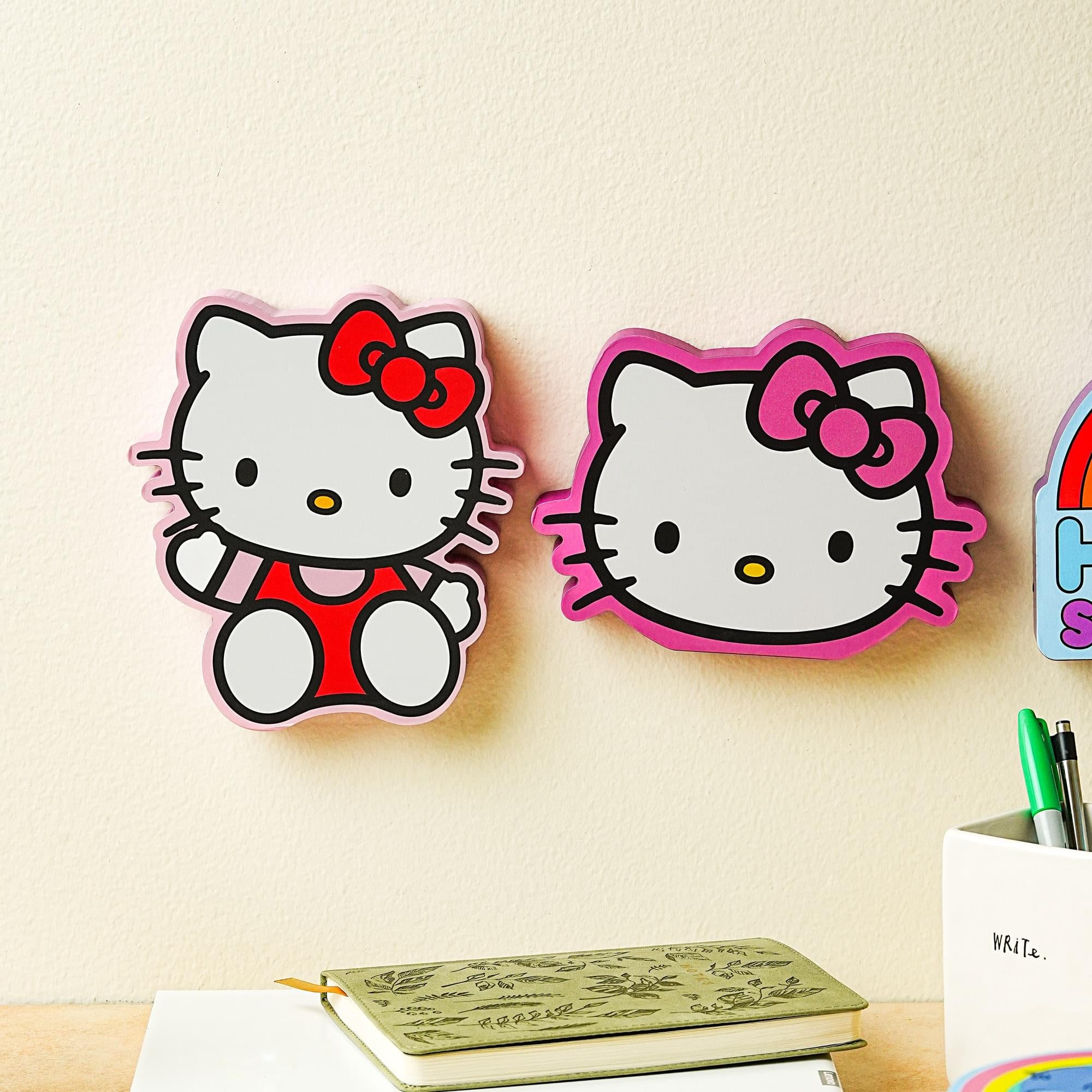 Sanrio Hello Kitty Waving Die-Cut Wooden Wall Art Sign | 8 x 7 Inches