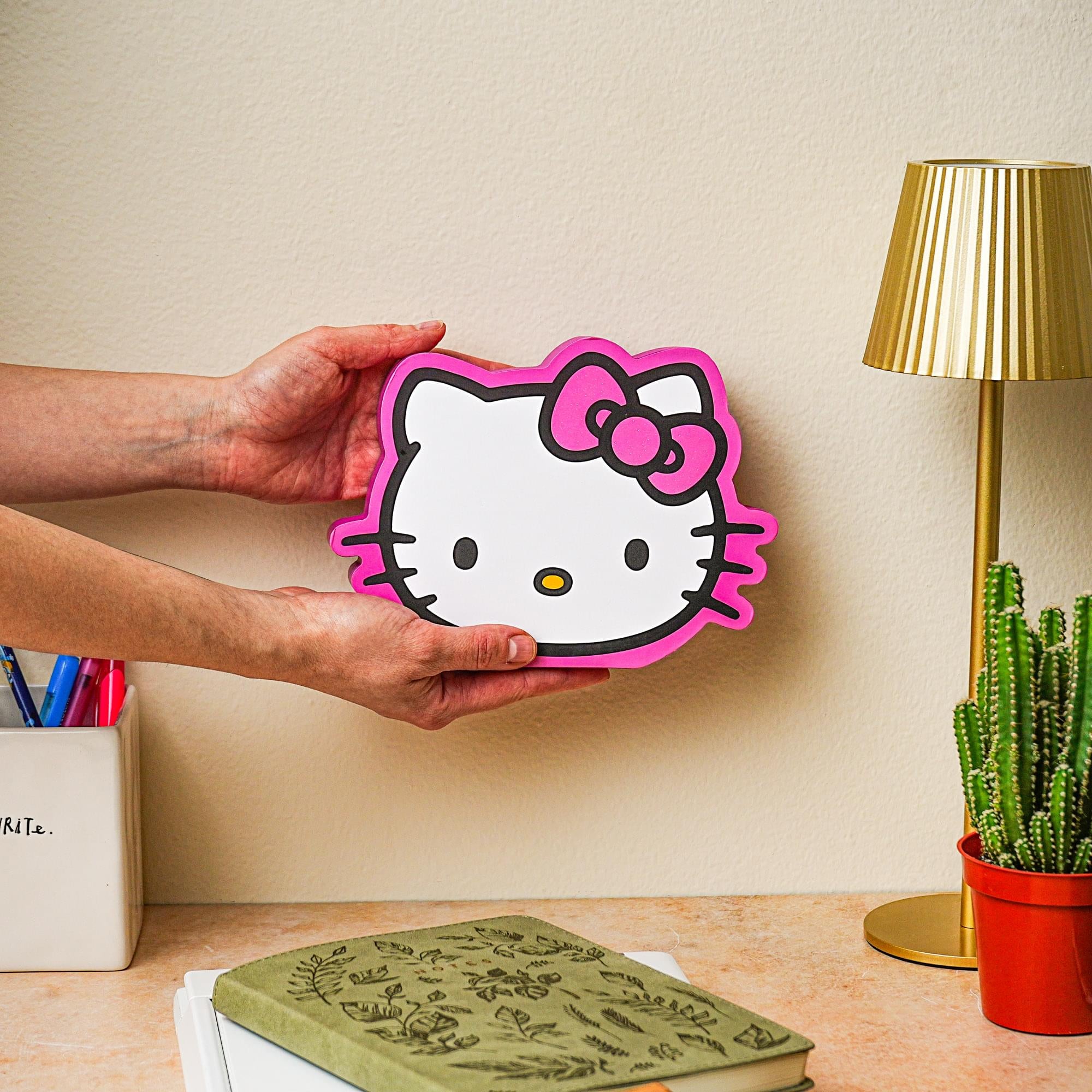 Sanrio Hello Kitty Glitter Bow Die-Cut Wooden Wall Art | 6 x 8 Inches
