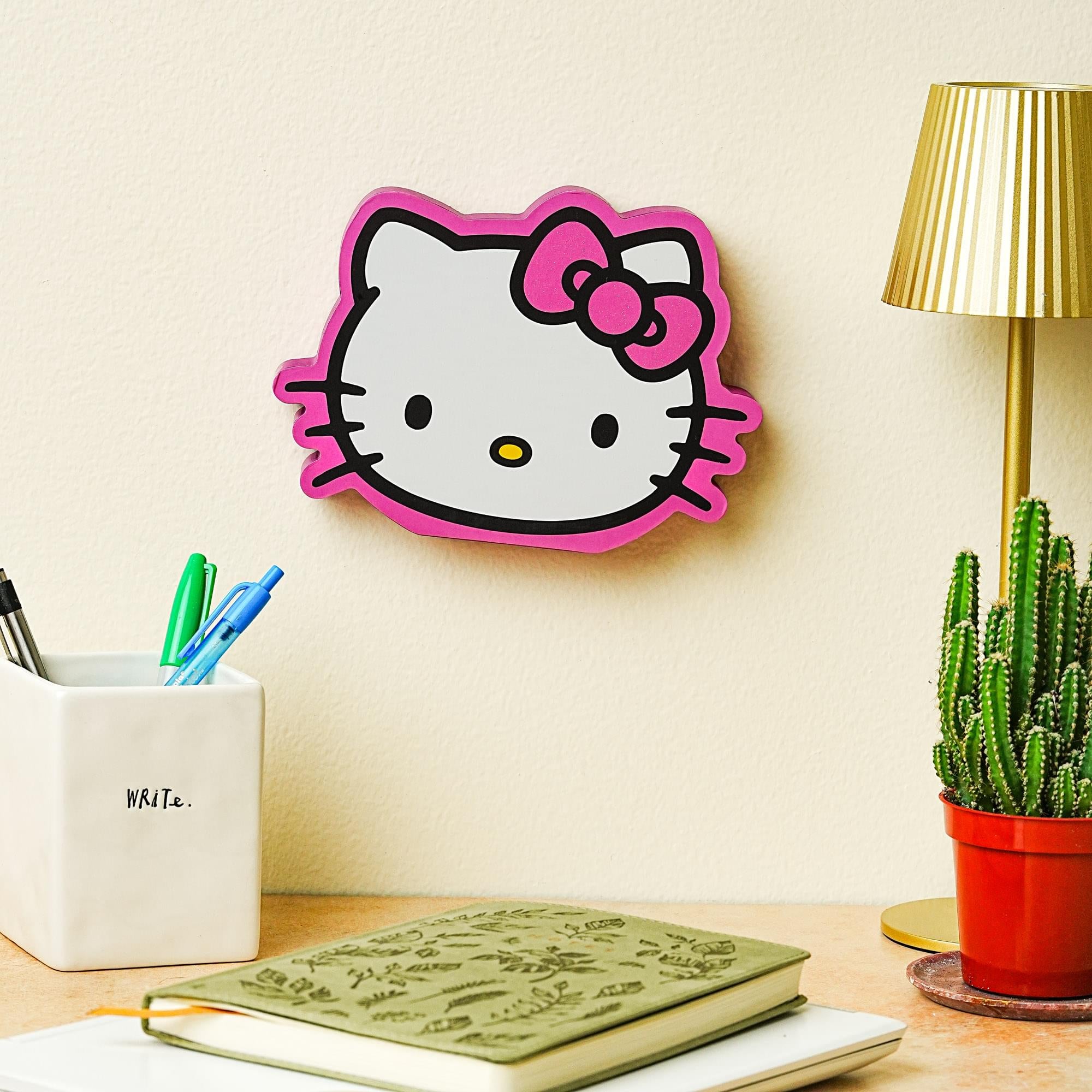 Sanrio Hello Kitty Glitter Bow Die-Cut Wooden Wall Art | 6 x 8 Inches