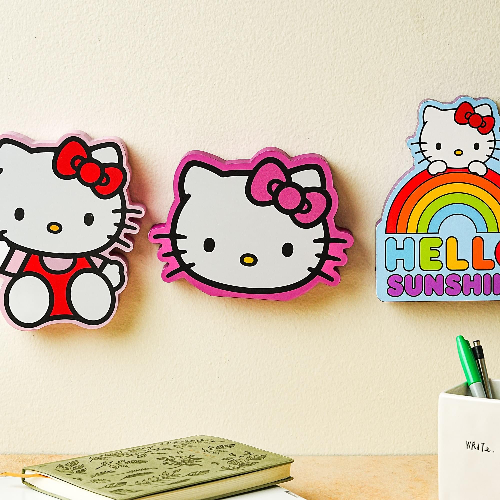 Sanrio Hello Kitty Glitter Bow Die-Cut Wooden Wall Art | 6 x 8 Inches