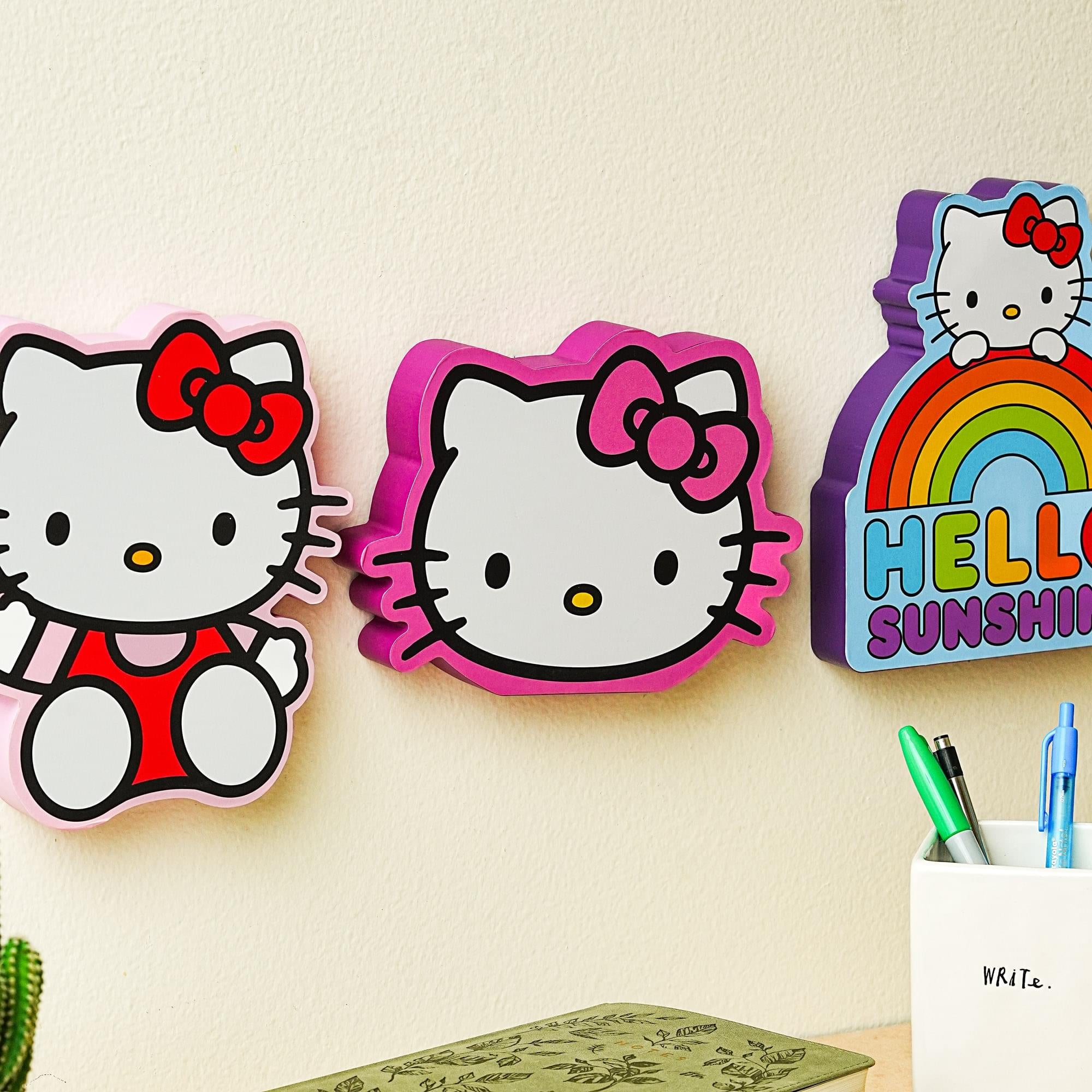 Sanrio Hello Kitty Glitter Bow Die-Cut Wooden Wall Art | 6 x 8 Inches