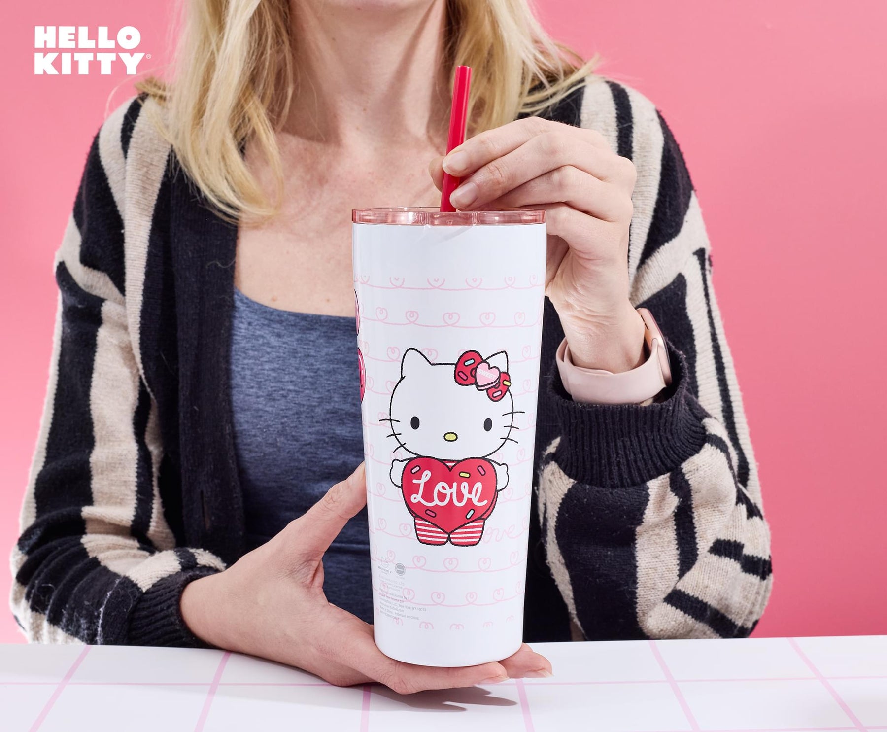 Sanrio Hello Kitty Balloons and Love 22-Ounce Stainless Steel Tumbler
