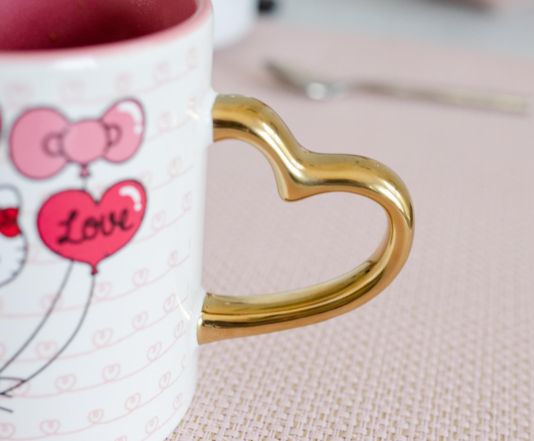 Sanrio Hello Kitty Love Heart-Shaped Handle Ceramic Mug | Holds 14 Ounces