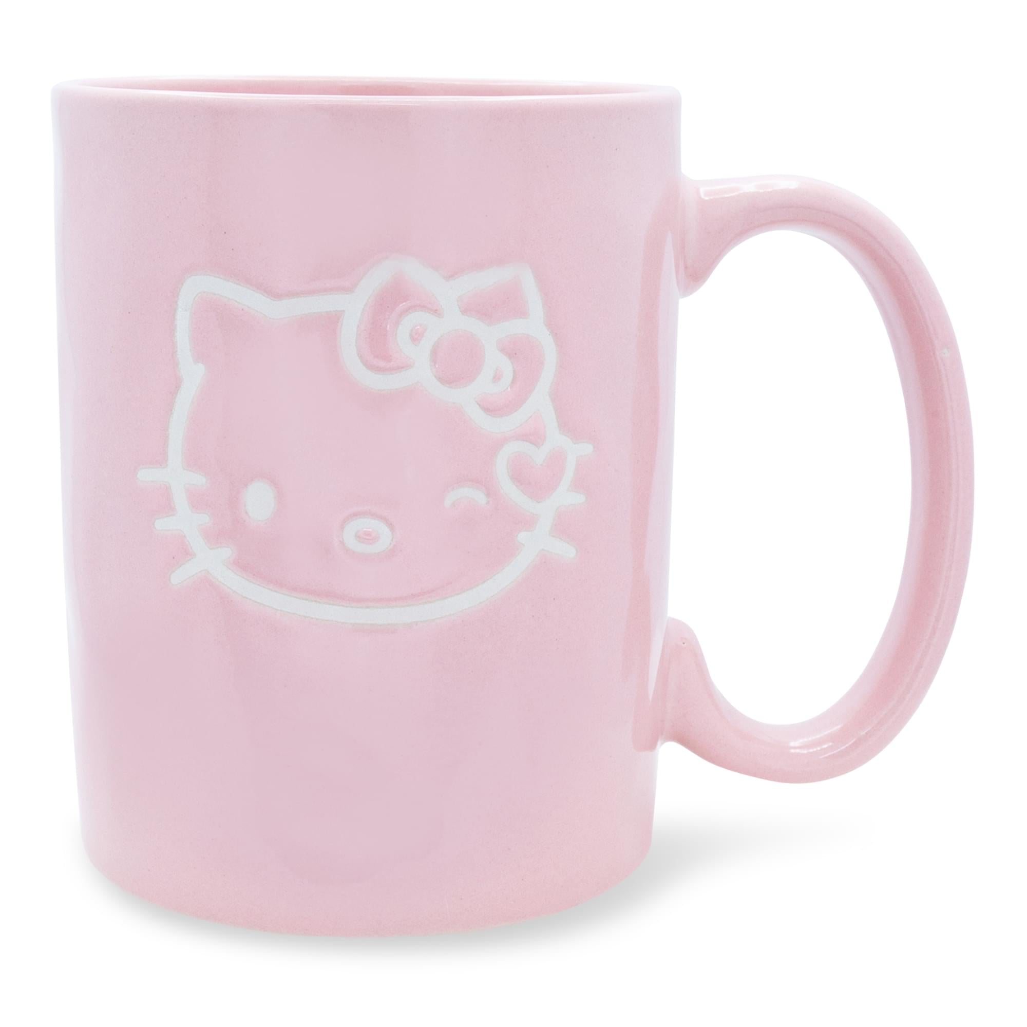 Sanrio Hello Kitty Wink Pink Pottery Ceramic Mug | Holds 15 Ounces