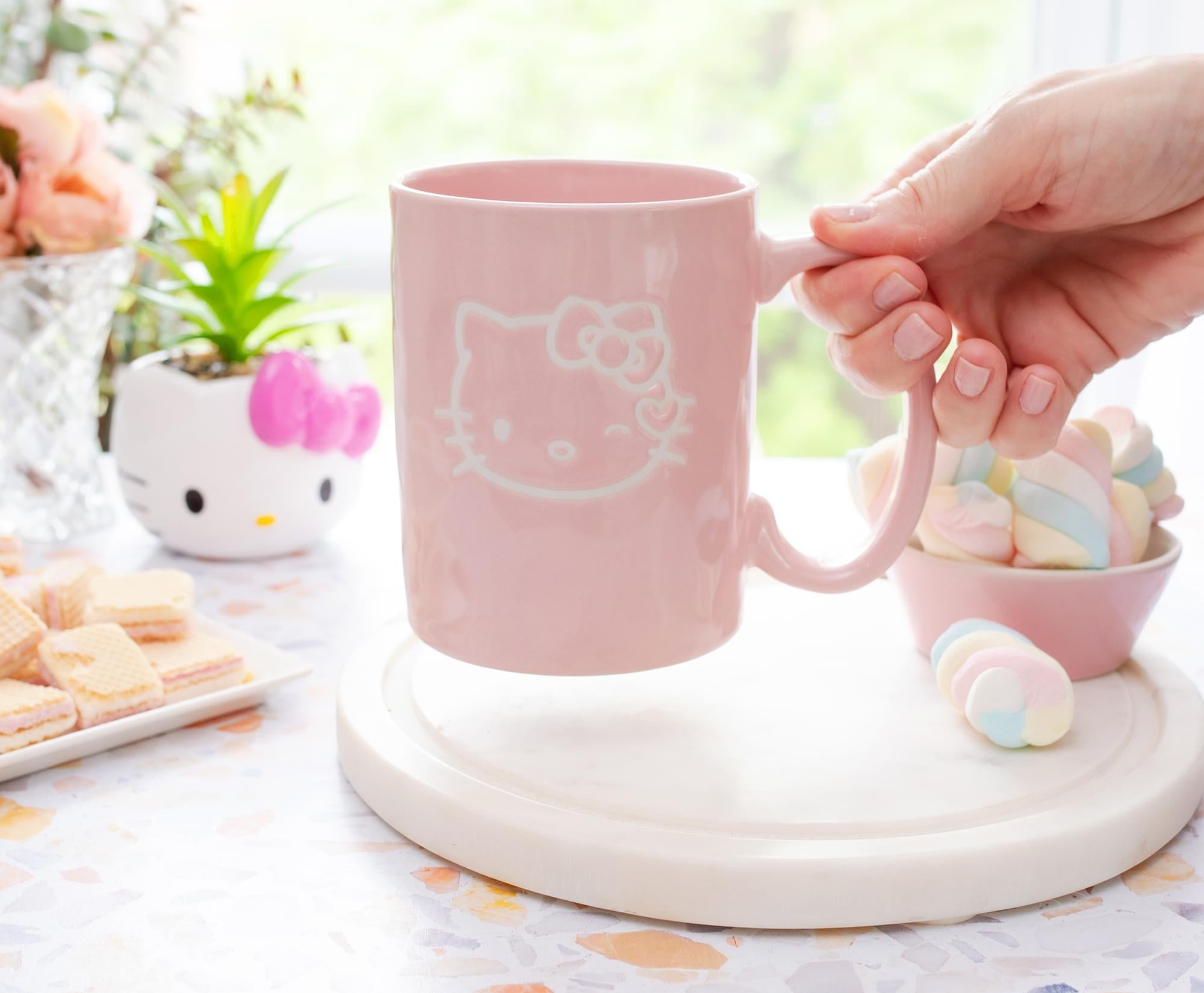 Sanrio Hello Kitty Wink Pink Pottery Ceramic Mug | Holds 15 Ounces