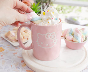 Sanrio Hello Kitty Wink Pink Pottery Ceramic Mug | Holds 15 Ounces