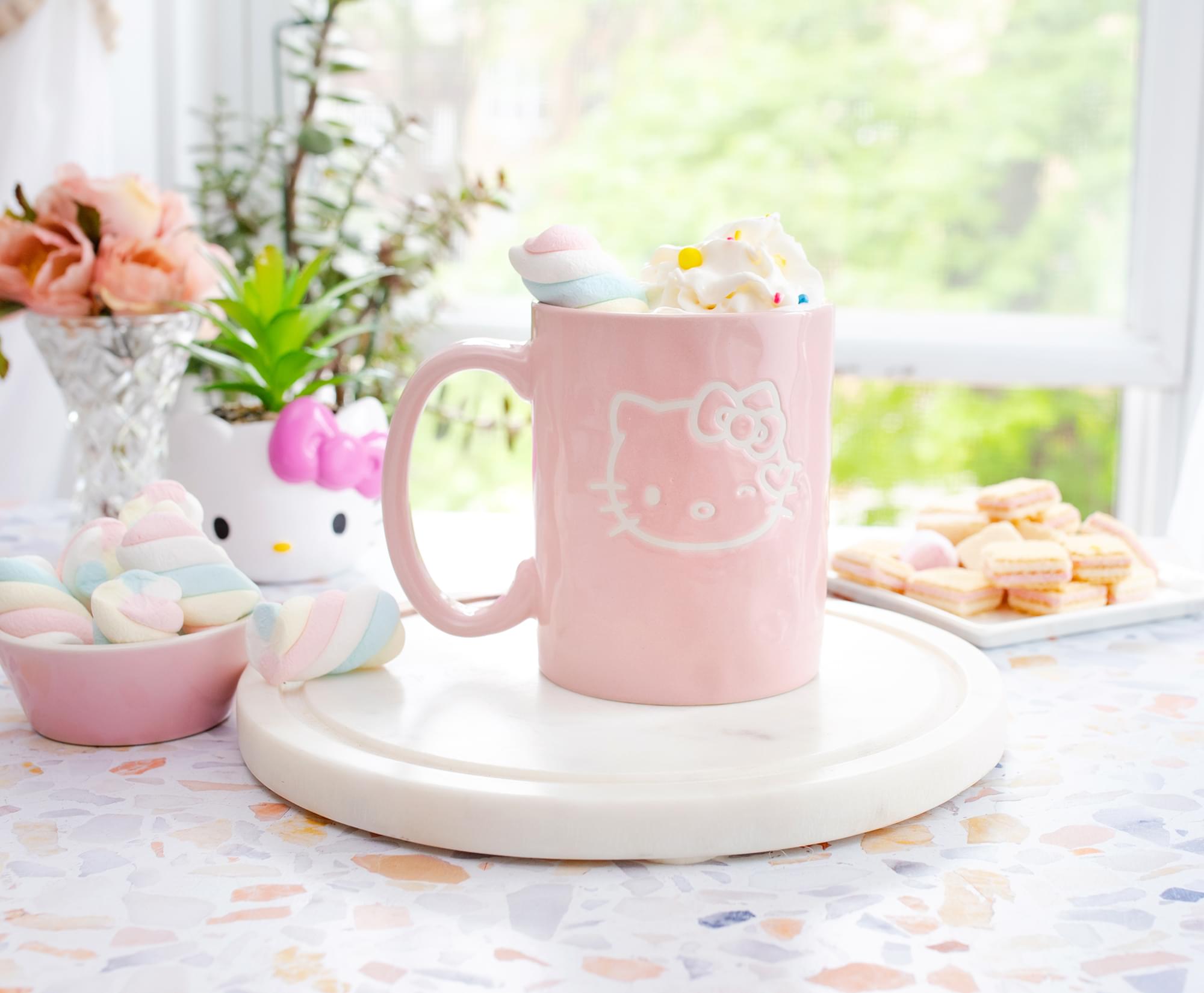 Sanrio Hello Kitty Wink Pink Pottery Ceramic Mug | Holds 15 Ounces