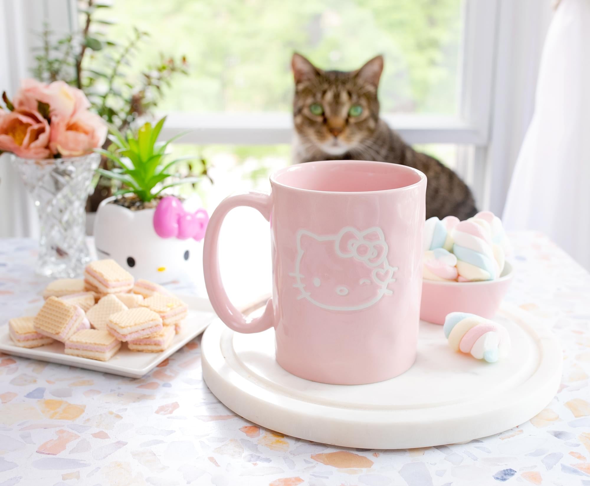 Sanrio Hello Kitty Wink Pink Pottery Ceramic Mug | Holds 15 Ounces